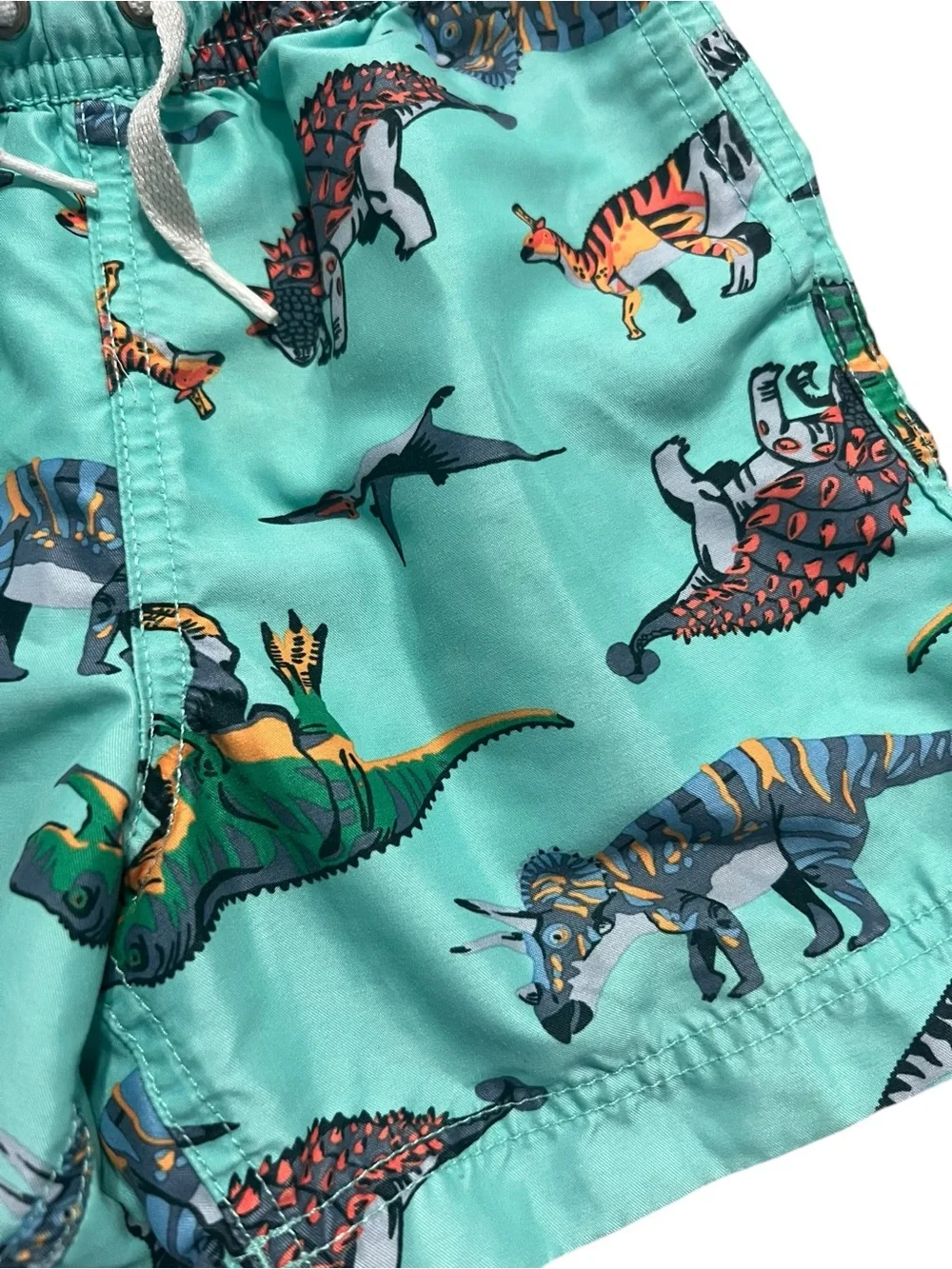 Hanna Andersson Sz 100 (4) Mint Dinosaur Print Swim Shorts